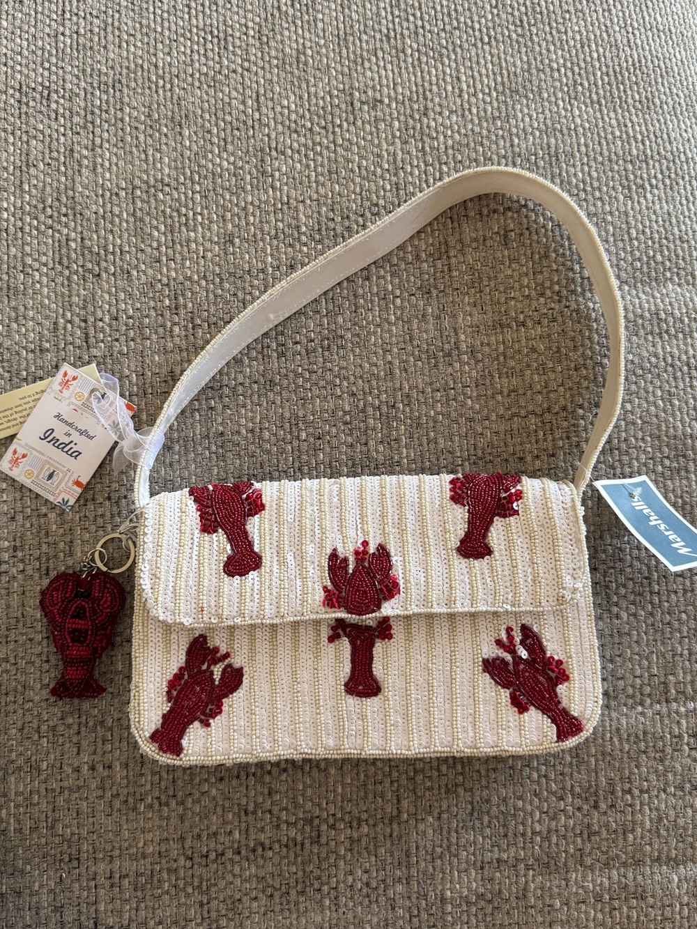 Viral Beaded Lobster Bag India Handmade Shoulder Bag NWT